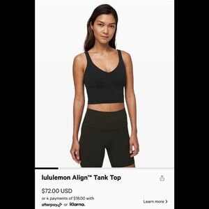 lululemon athletica Black Align Tank Top